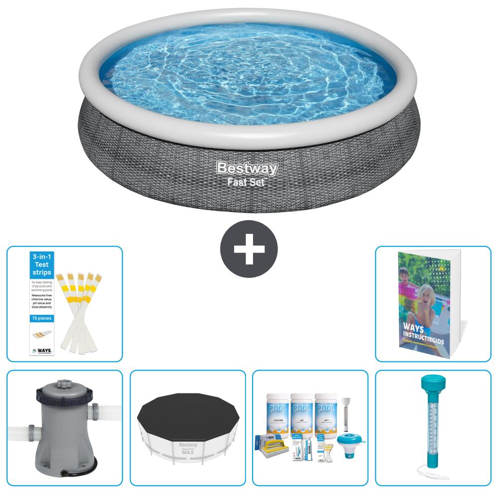 BESTWAY Basen Fast Set Okrągły - 366x76 cm - 7-częściowy S226