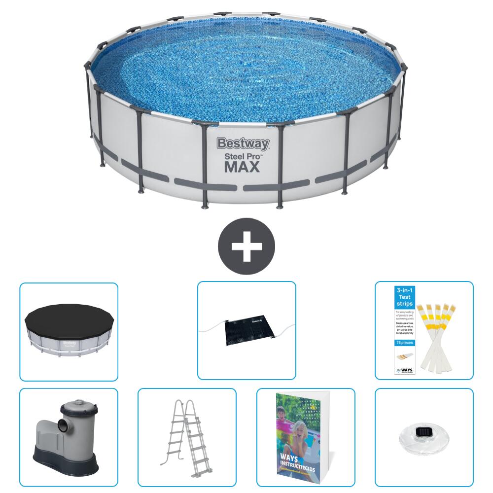 BESTWAY Basen Steel Pro MAX Okrągły - 488x122 cm - 8-częściowy S598