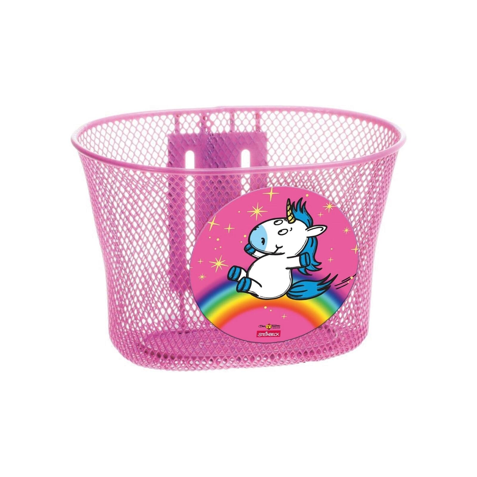 Koszyk rowerowy dziecięcy BIKE FASHION przód Jednorożec różowy 26x17x17 cm