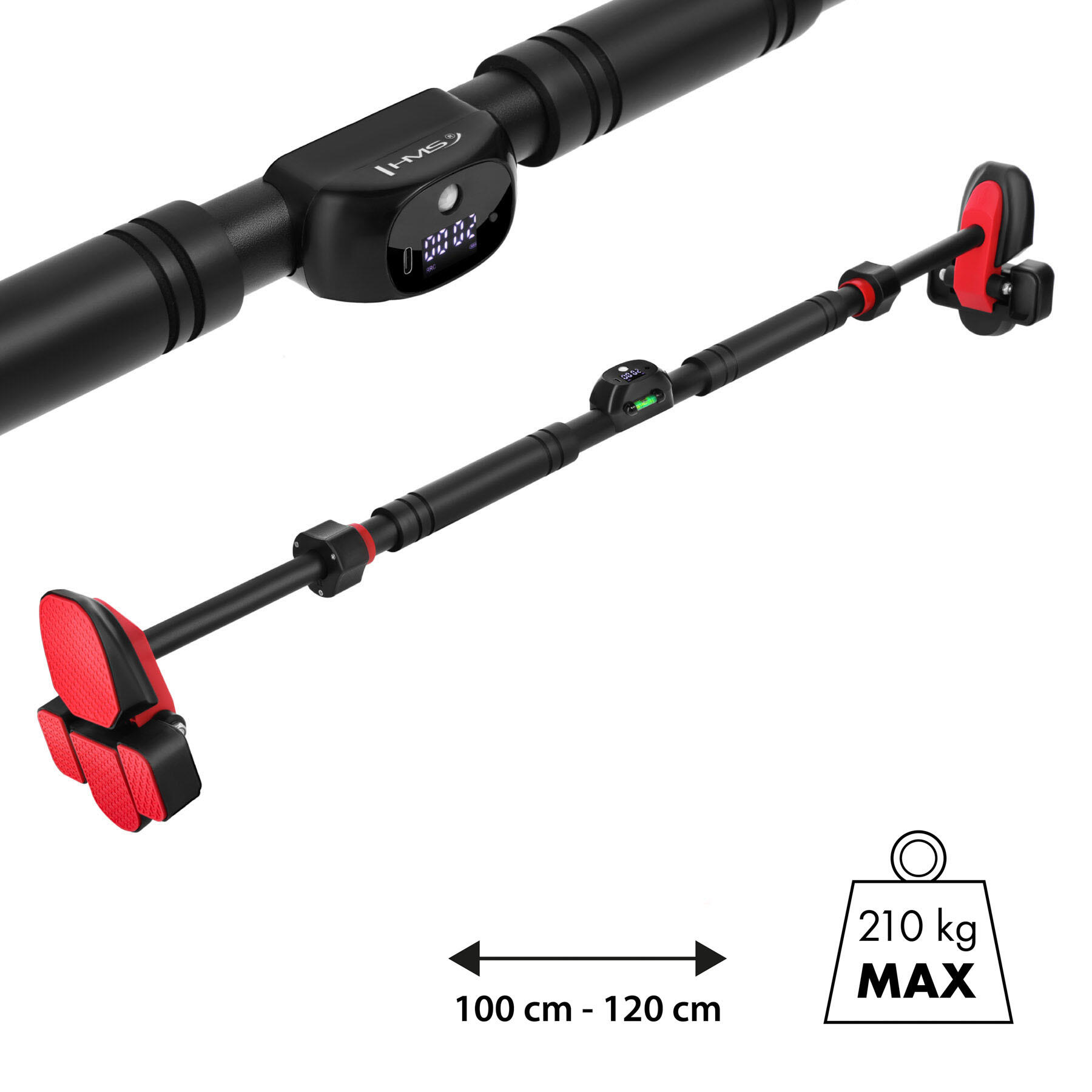 Drążek do podciągania bez wiercenia z licznikiem HMS DD501 100–120 cm