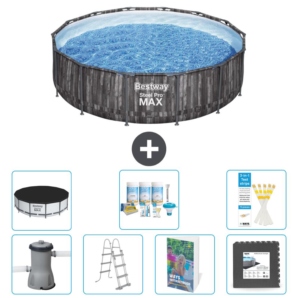BESTWAY Basen Steel Pro MAX Okrągły - 427x107 cm - 8-częściowy S581