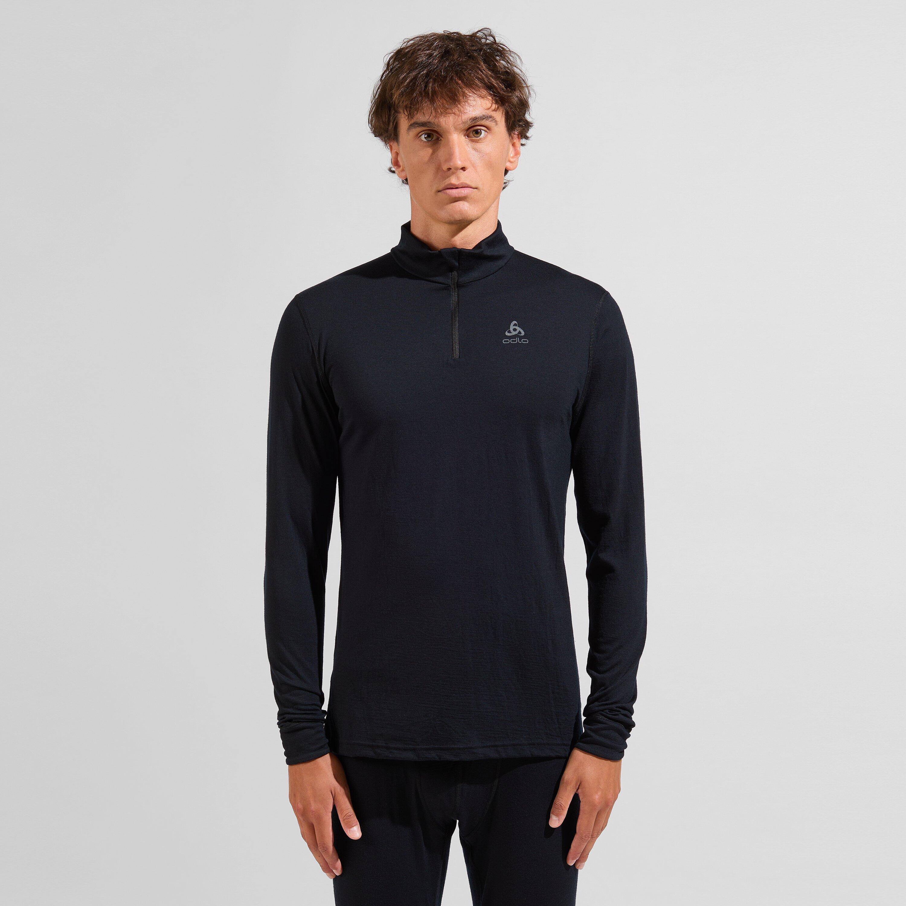T-shirt thermique Odlo Merino 200 col zippé manches longues clair