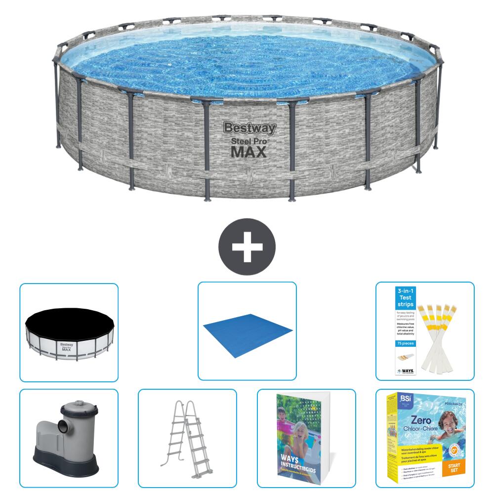 BESTWAY Basen Steel Pro MAX Okrągły - 549x122 cm - 8-częściowy S546
