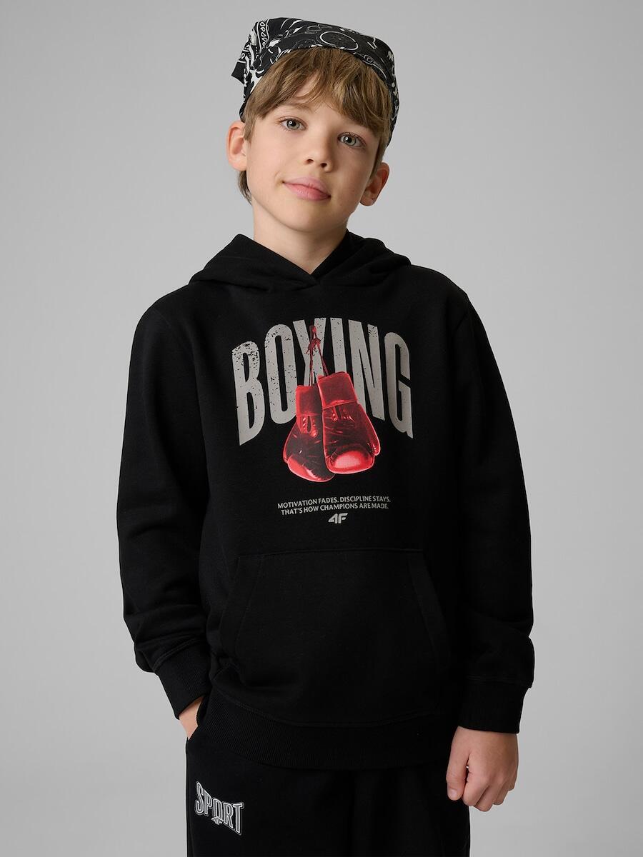 Bluza dresowa regular z kapturem chłopięca 4F 4FJRSS26TSWSM2904