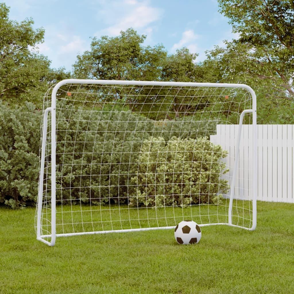 VidaXL Bramka do piłki nożnej z siatką 214 x 75 x 152 cm stal i poliester biały