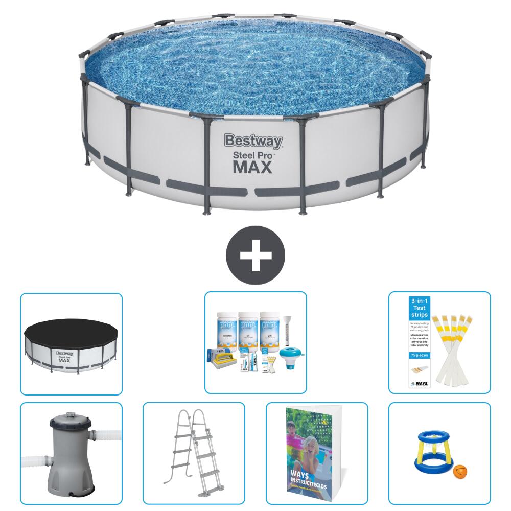 BESTWAY Basen Steel Pro MAX Okrągły - 427x122 cm - 8-częściowy S548