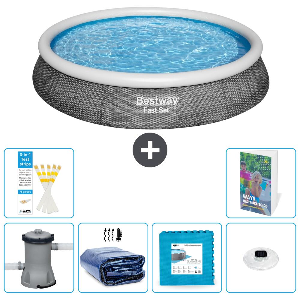BESTWAY Basen Fast Set Okrągły - 396x84 cm - 7-częściowy S326