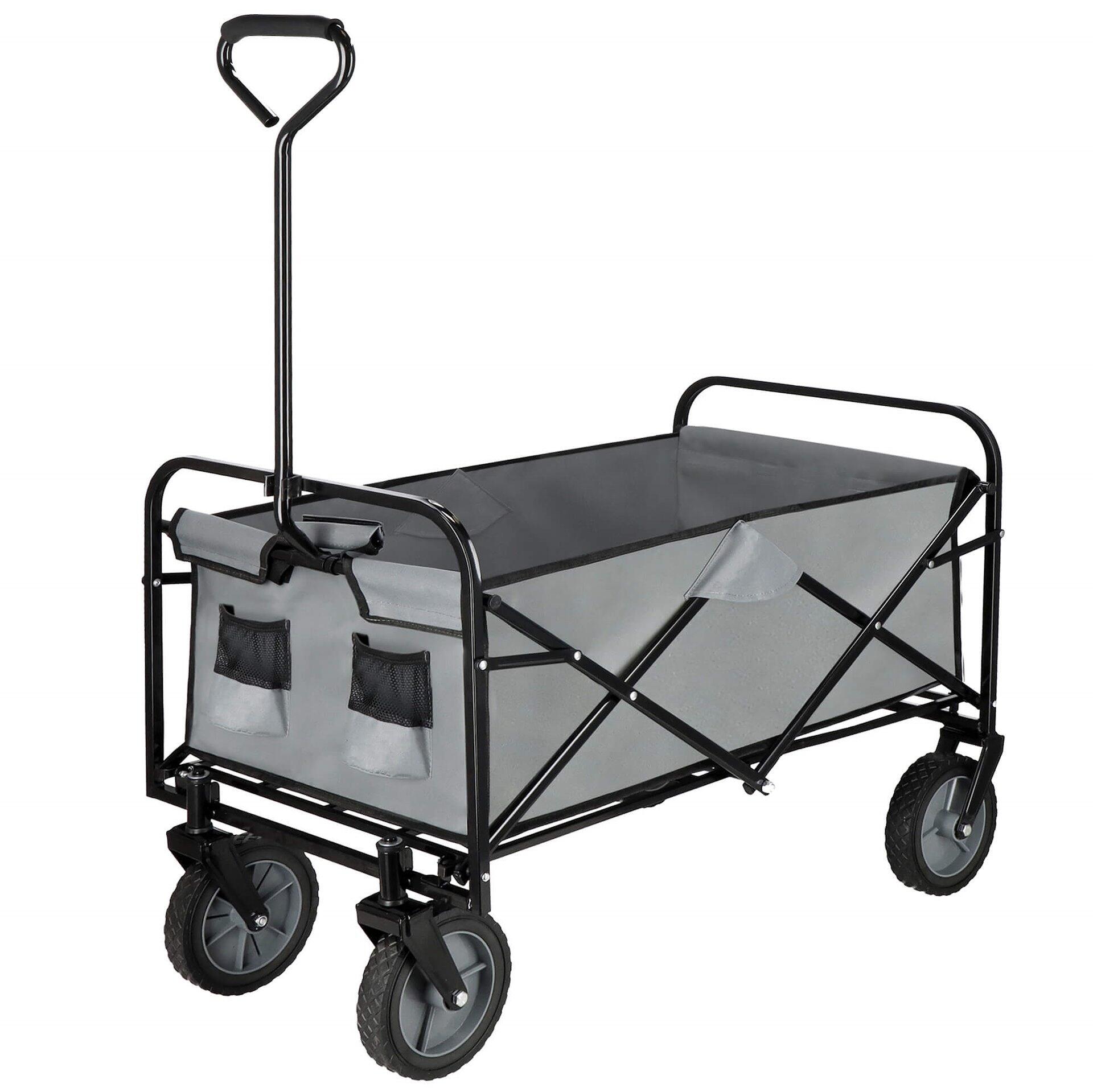 Wózek transportowy ogrodowy składany 80 kg szaro-czarny