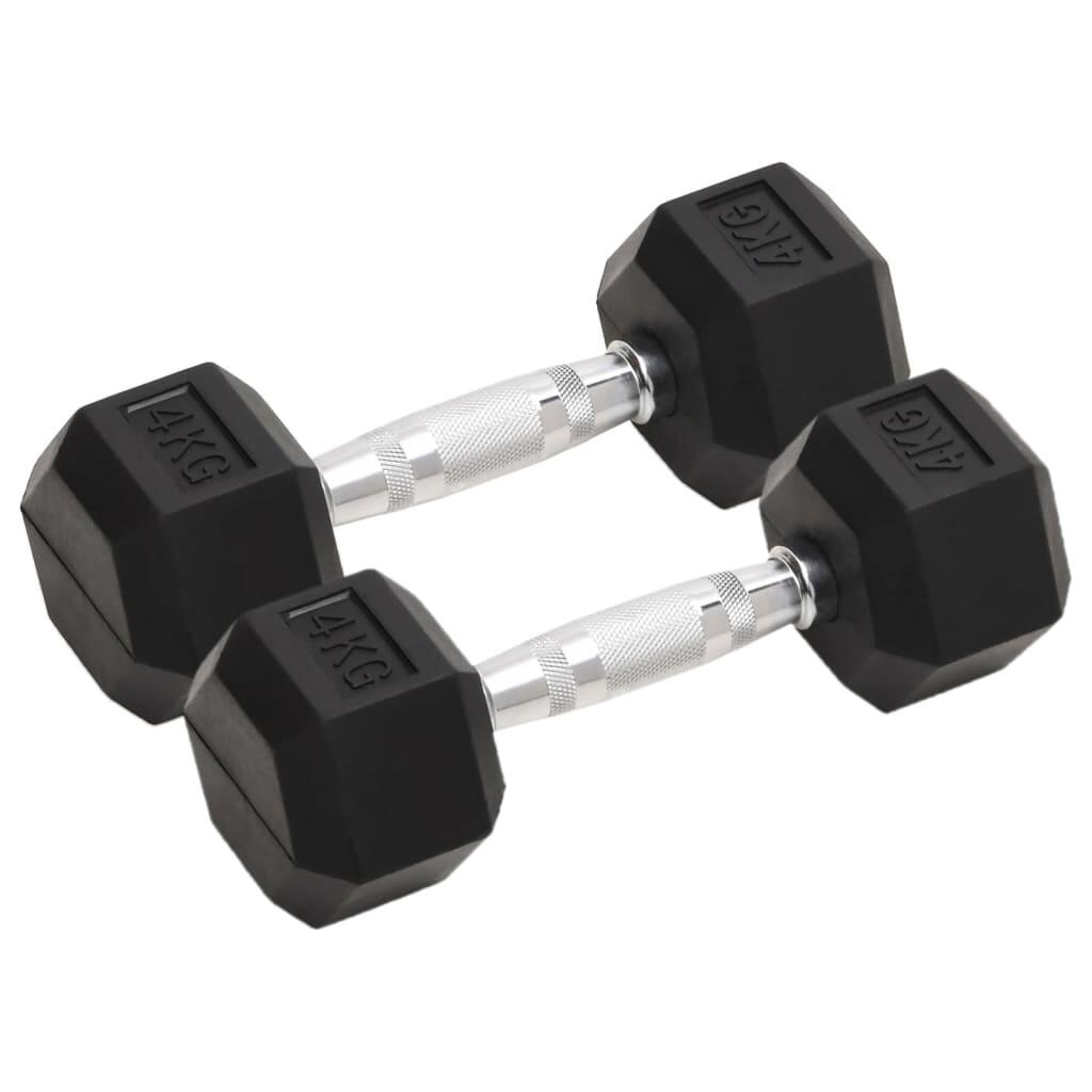 VidaXL Hantle heksagonalne 2x4 kg z powłoką gumową