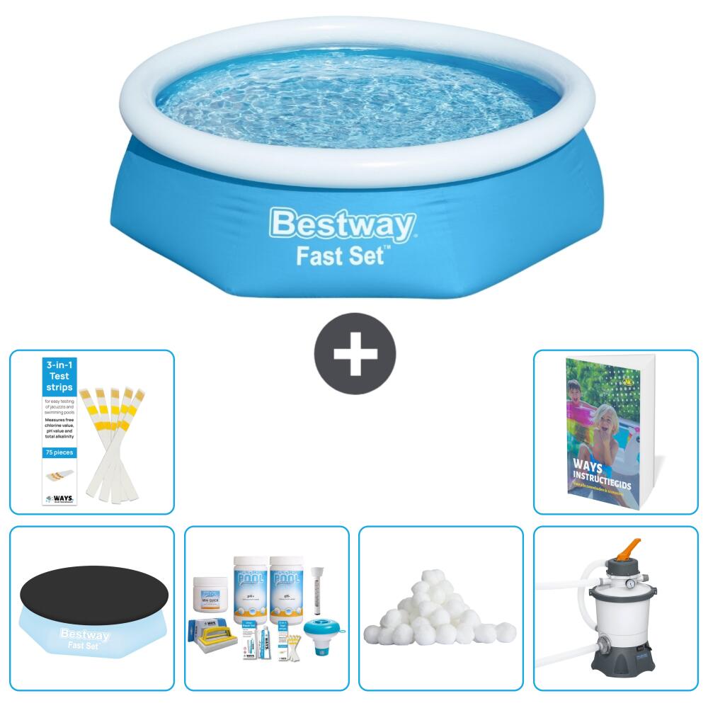 BESTWAY Basen Fast Set Okrągły - 244x61 cm - 7-częściowy S15