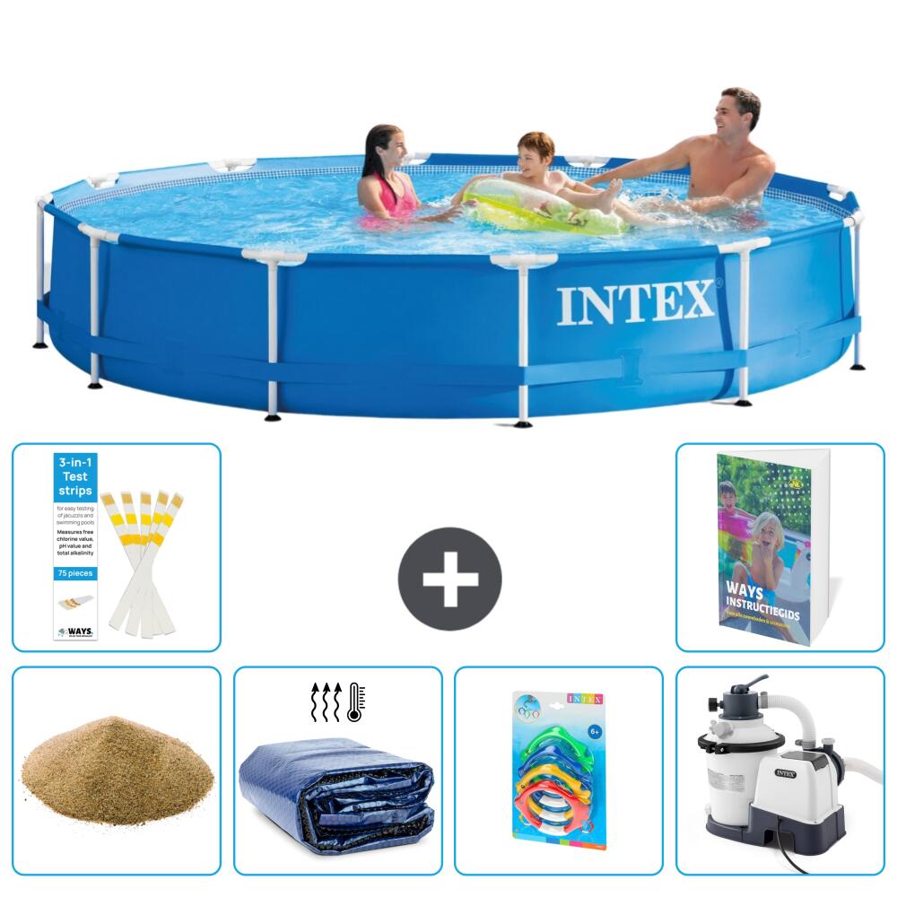 INTEX Basen ze stelażem Okrągły - 366x76 cm - 7-częściowy S36