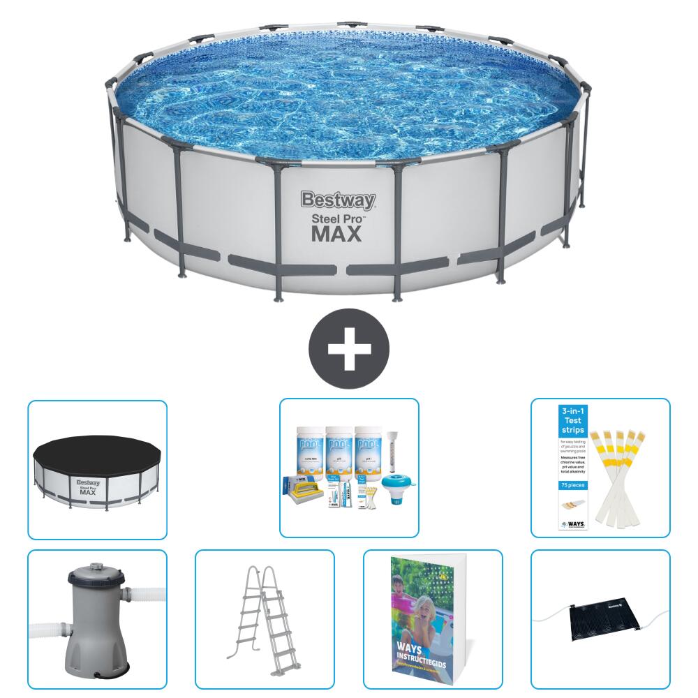 BESTWAY Basen Steel Pro MAX Okrągły - 488x122 cm - 8-częściowy S632