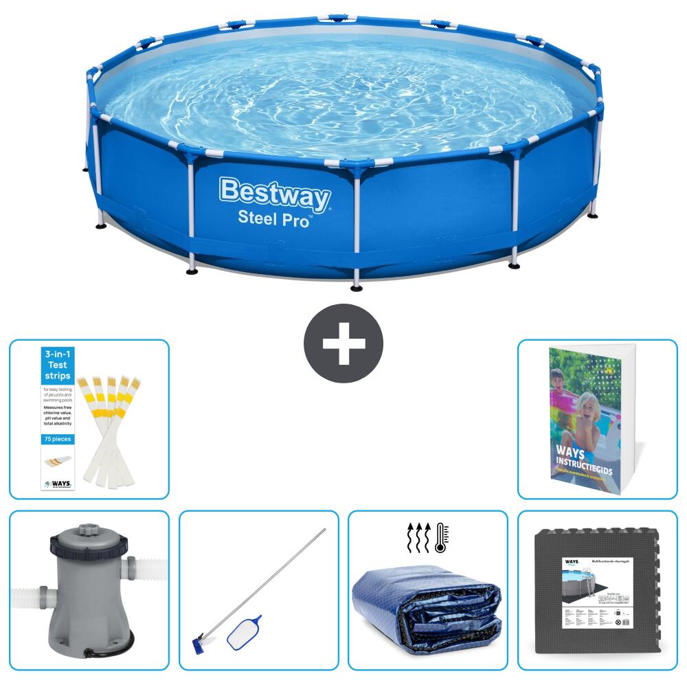 BESTWAY Basen Steel Pro Okrągły - 366x76 cm - 7-częściowy S217