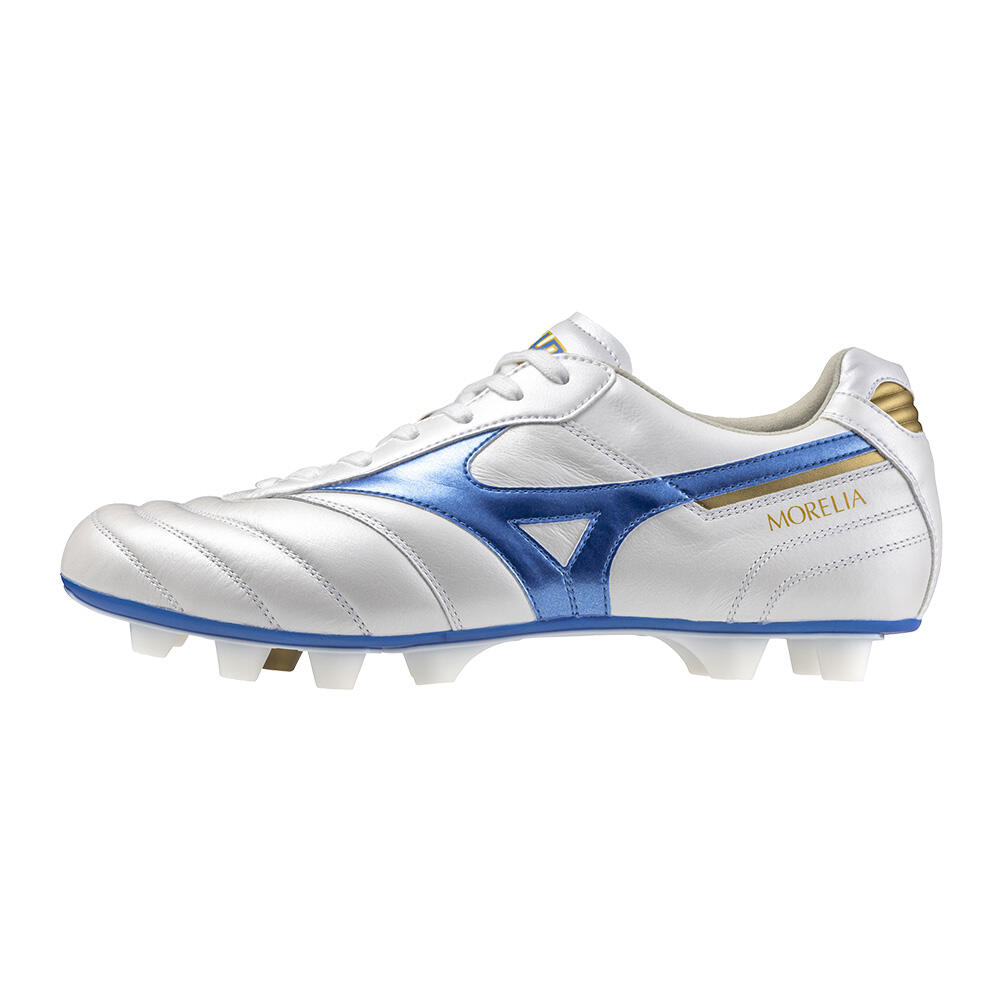 Buty piłkarskie męskie Mizuno Morelia II Elite Md white/laser blue/gold