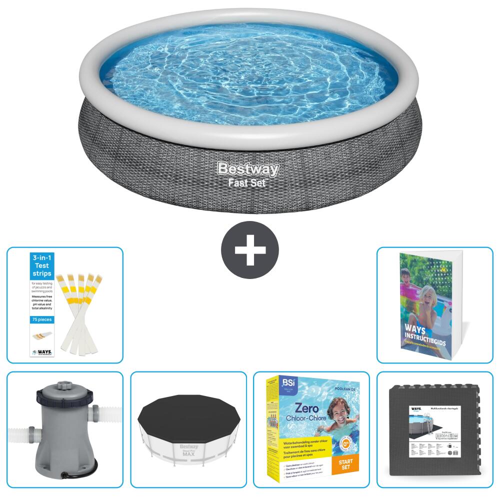 BESTWAY Basen Fast Set Okrągły - 366x76 cm - 7-częściowy S259