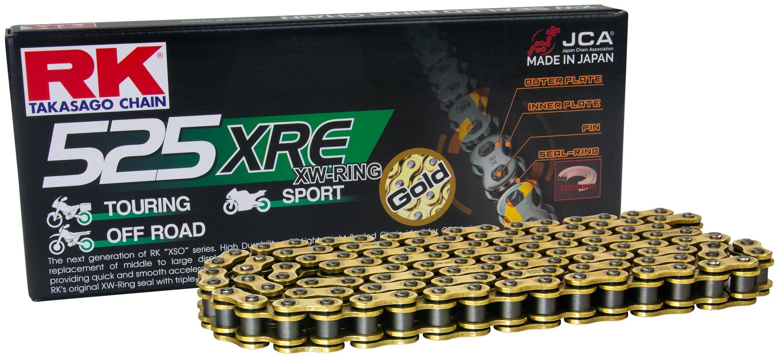 Łańcuch RK 525 XRE 120N złoty otwarty