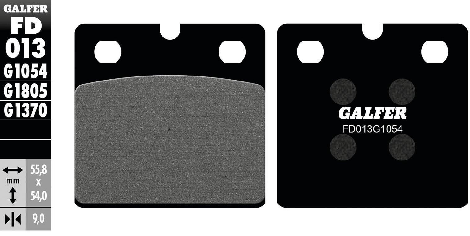 GALFER FD013 klocki hamulcowe organiczne zestaw 55,8×54,0×9,0 mm