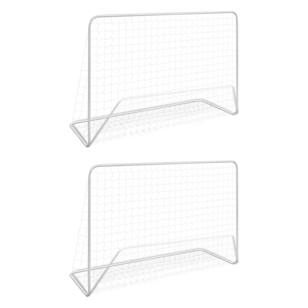 VidaXL Bramki do piłki nożnej 2 szt z siatkami 182x61x122 cm stal białe