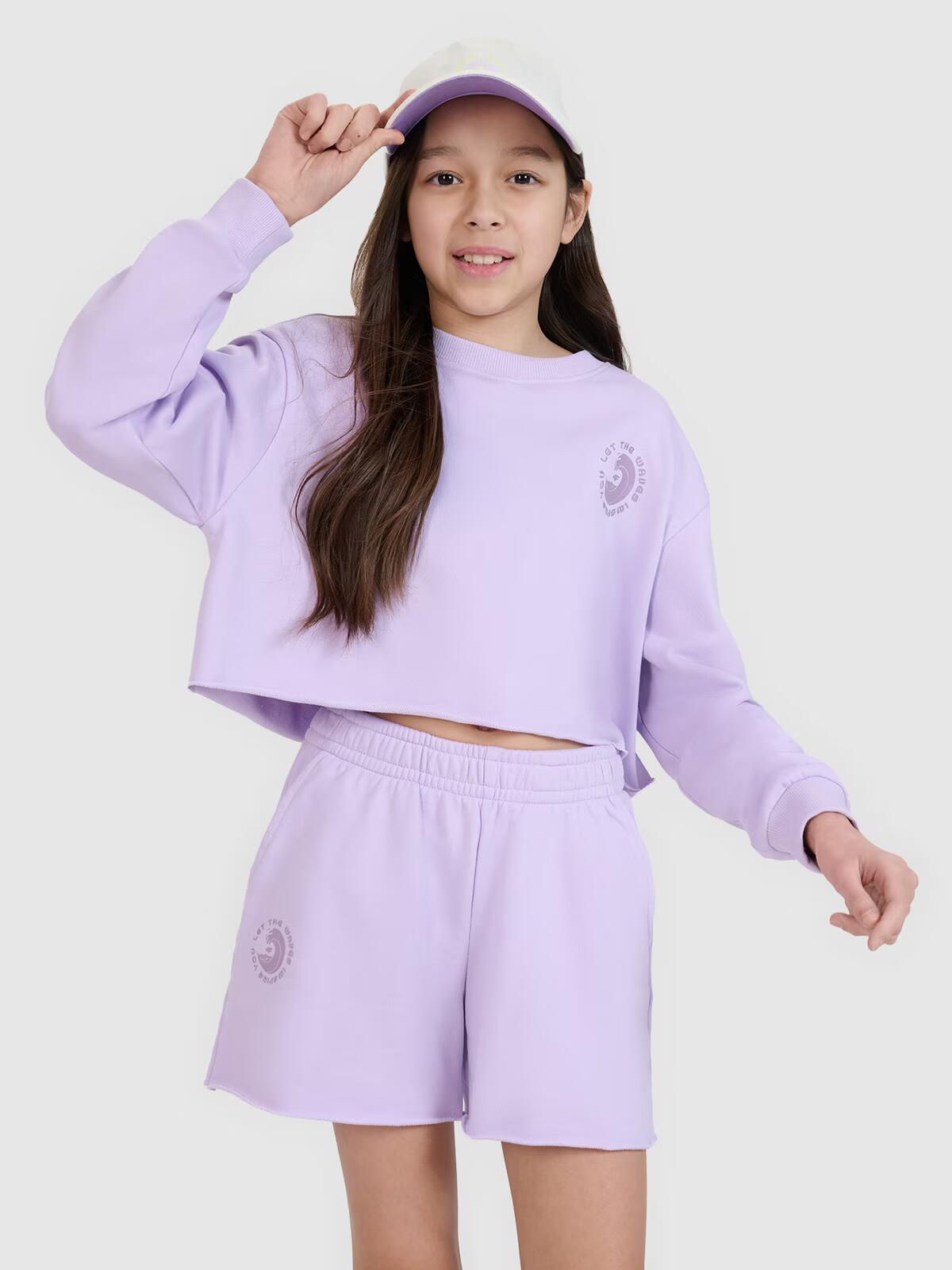Bluza dresowa nierozpinana bez kaptura dziewczęca 4F 4FJWSS25TSWSF1504
