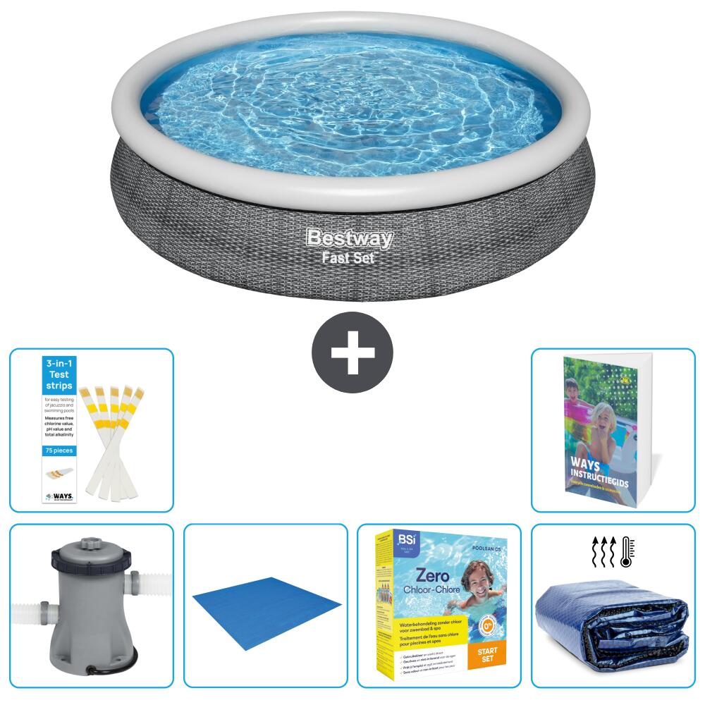 BESTWAY Basen Fast Set Okrągły - 366x76 cm - 7-częściowy S245