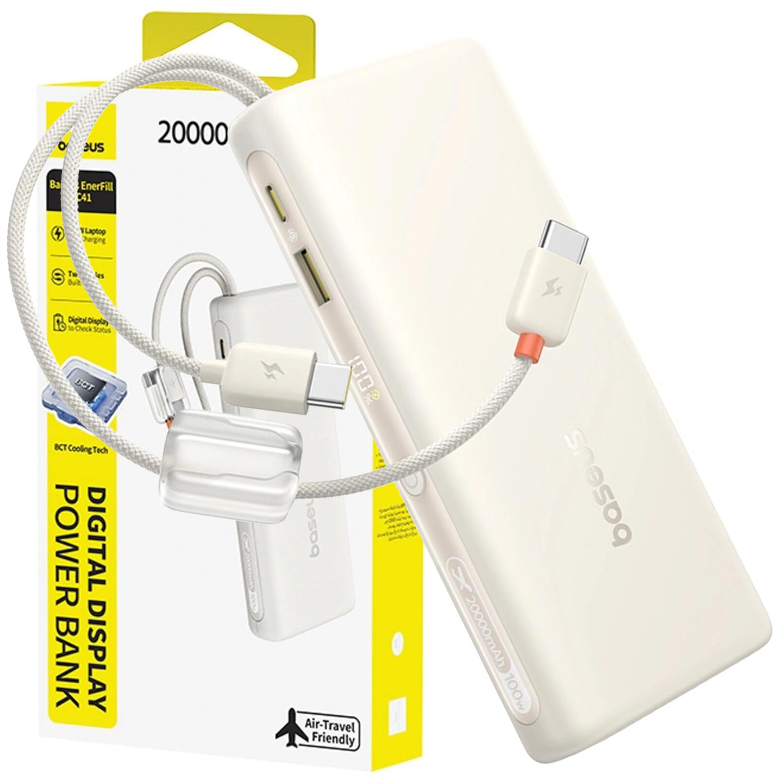 Powerbank Baseus 20000 mAh 100W z wbudowanymi kablami usb-c