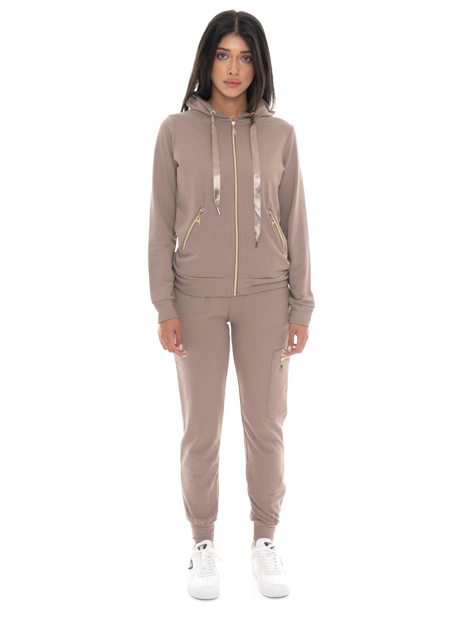 Leone 1947 Chic Tones Damen Winter-Trainingsanzug mit Kapuze und Reißverschluss