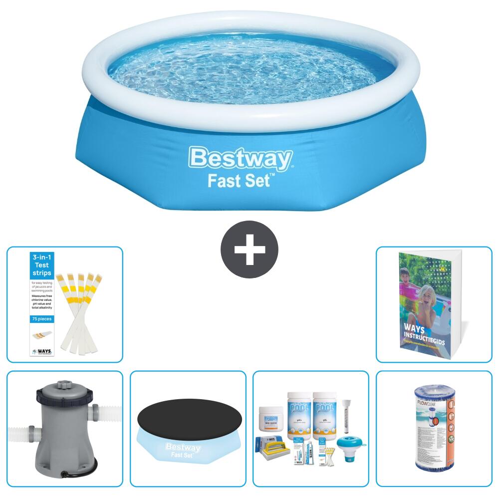 BESTWAY Basen Fast Set Okrągły - 244x61 cm - 7-częściowy S208