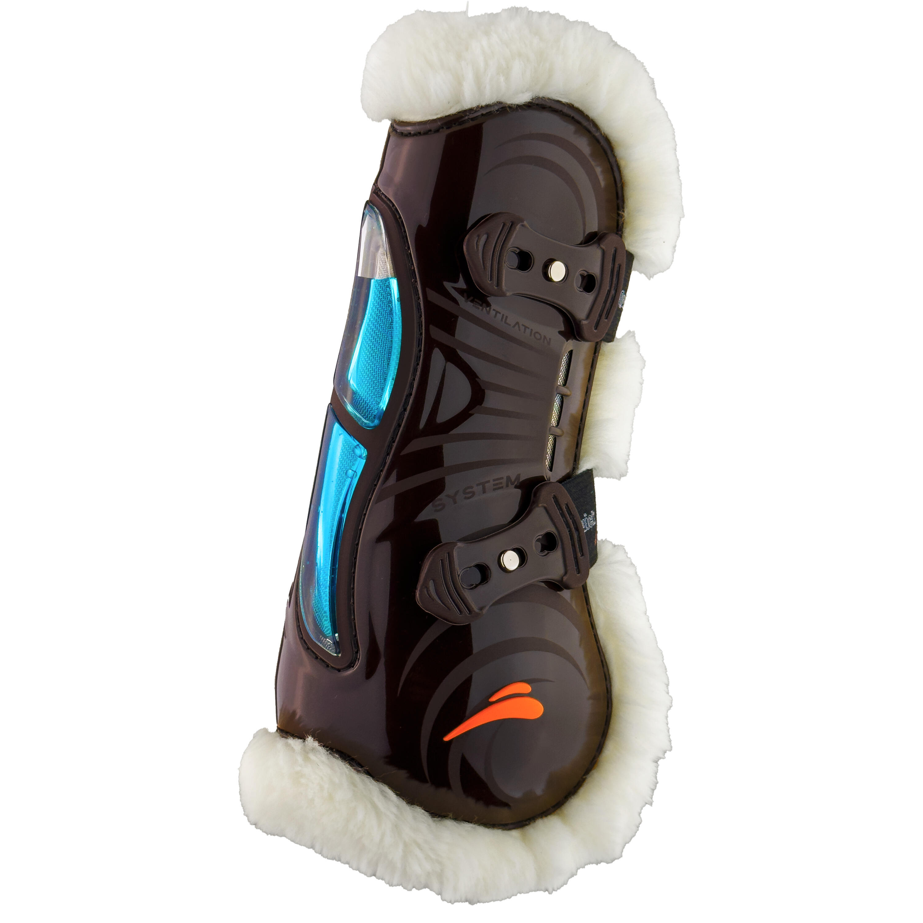 Otwarte ochraniacze na przednie nogi dla koni z futrem eQuick Airshock Fluffy