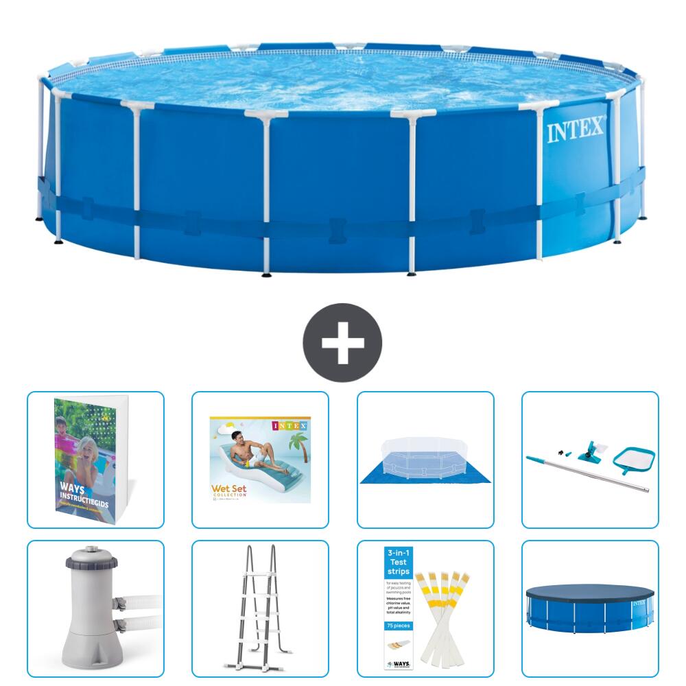 INTEX Basen ze stelażem Okrągły - 457x122 cm - 9-częściowy S618