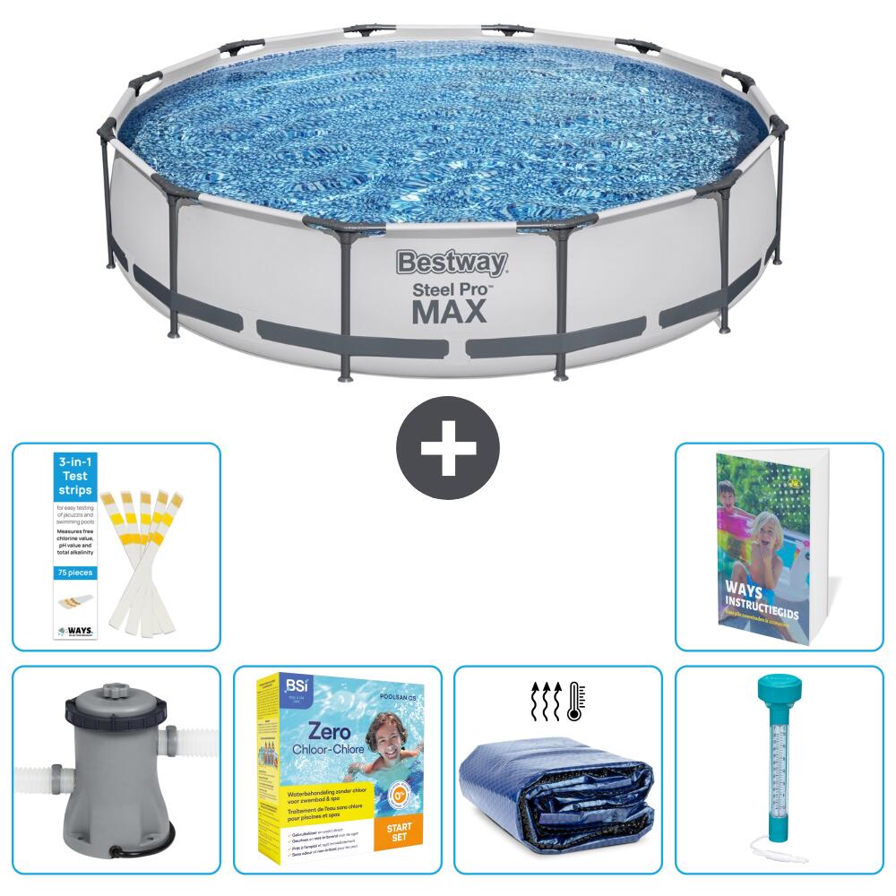 BESTWAY Basen Steel Pro MAX Okrągły - 366x76 cm - 7-częściowy S184