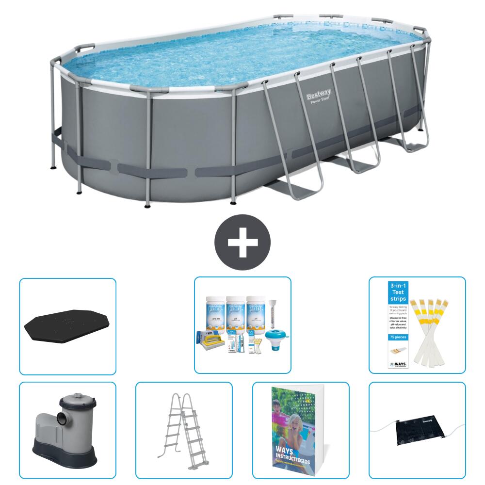 BESTWAY Basen Power Steel Owalny - 549x274x122 cm - 8-częściowy S632