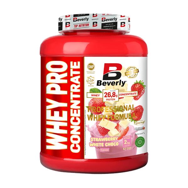 Koncentrat serwatki Whey Pro - 2 kg truskawka biała czekolada Beverly Nutrition