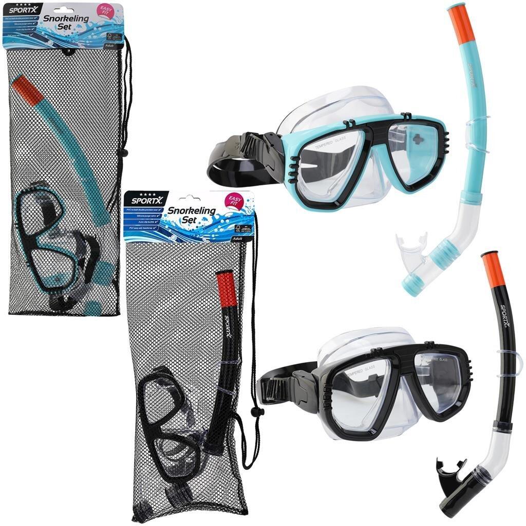 Zestaw do snorkellingu SportX dla dorosłych, 4 gwiazdki, z etui