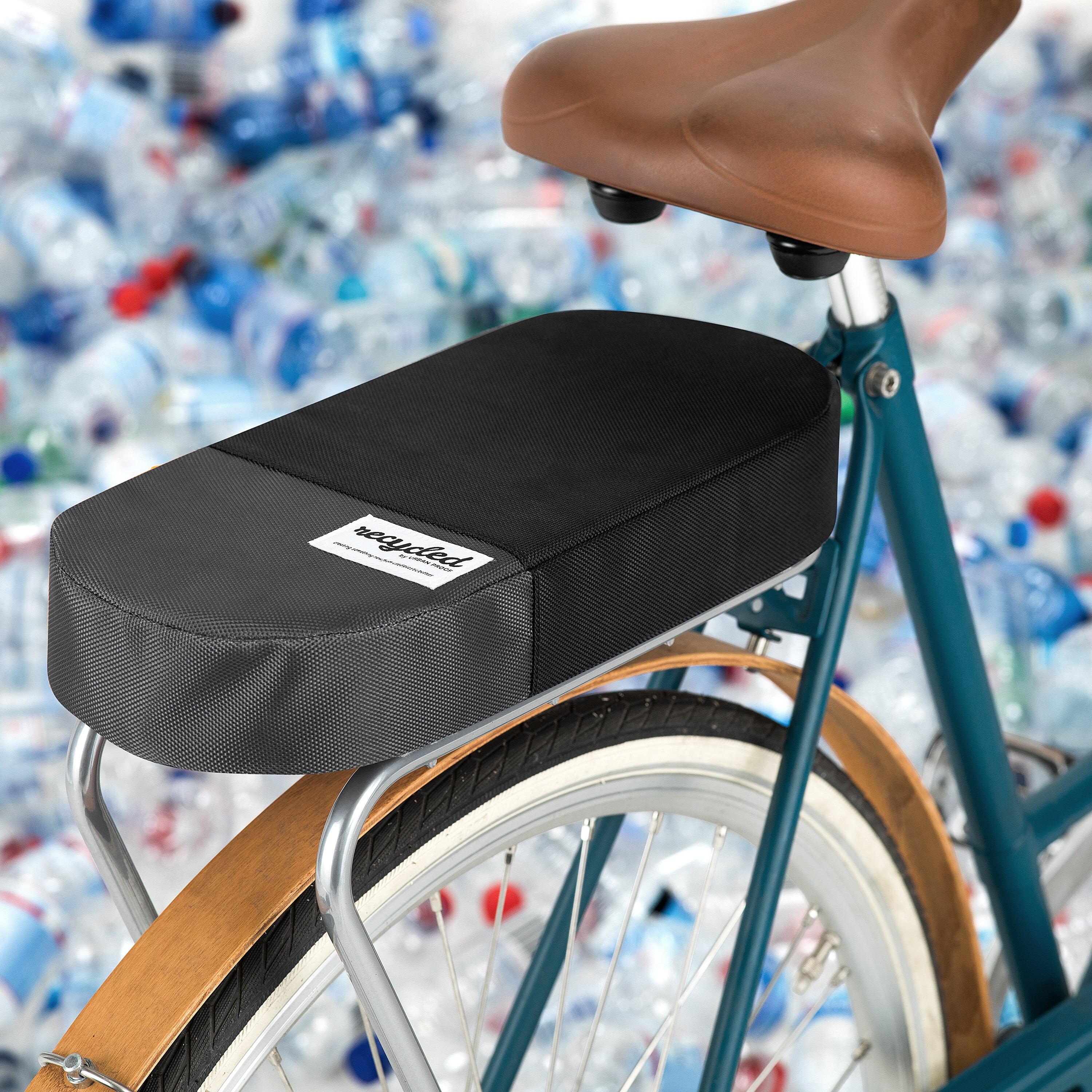 Poduszka na bagażnik z recyklingu 38 cm czarno-szara