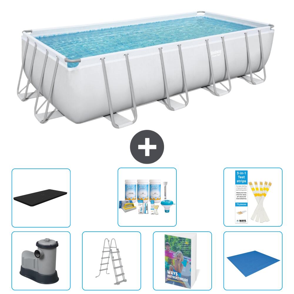 BESTWAY Basen Power Steel Prostokątny - 549x274x122 cm - 8-częściowy S599