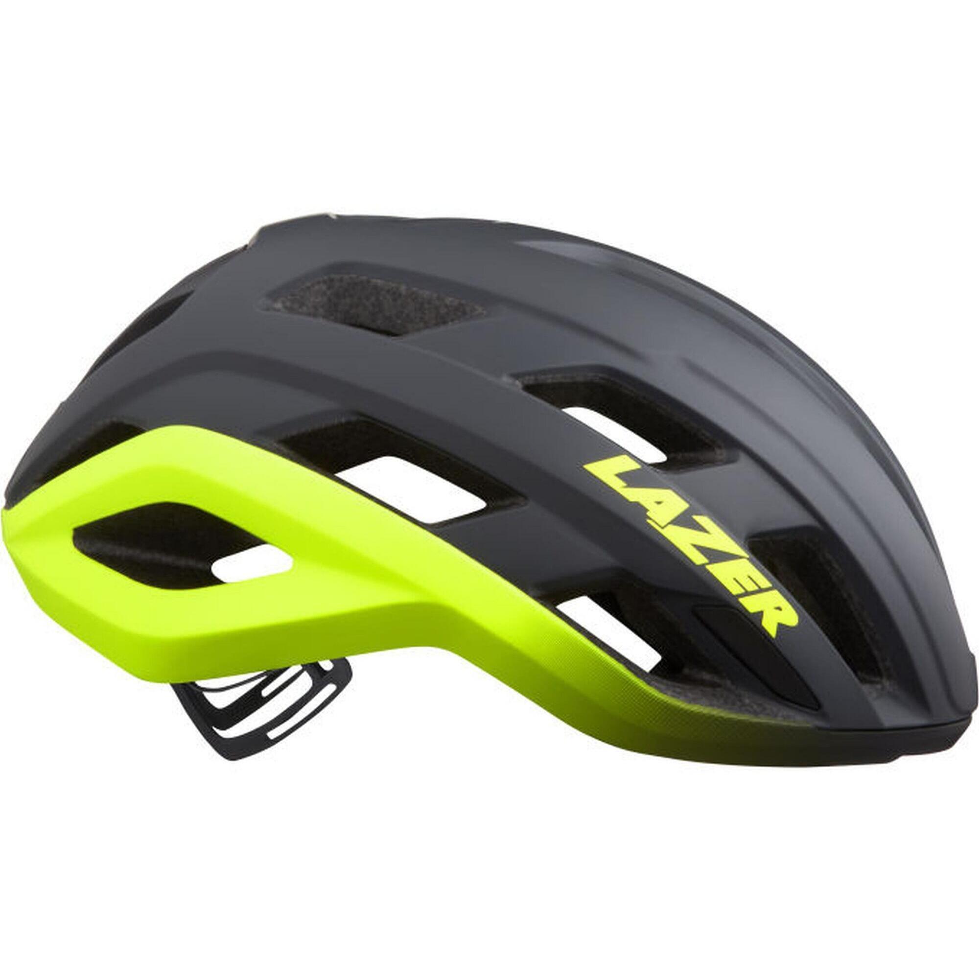 Kask rowerowy Strada KinetiCore, matowy ciemnoszary, żółty błysk