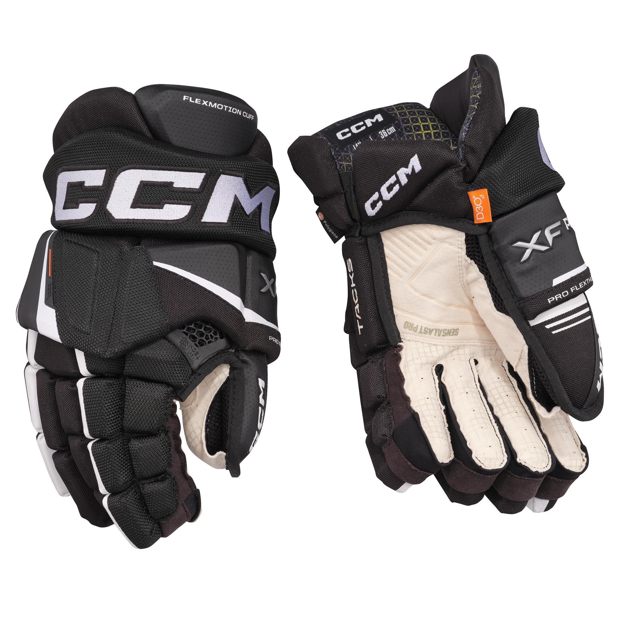 Tacks XF Pro - Rękawice do hokeja na lodzie - Dorośli - Czarno-białe - 13