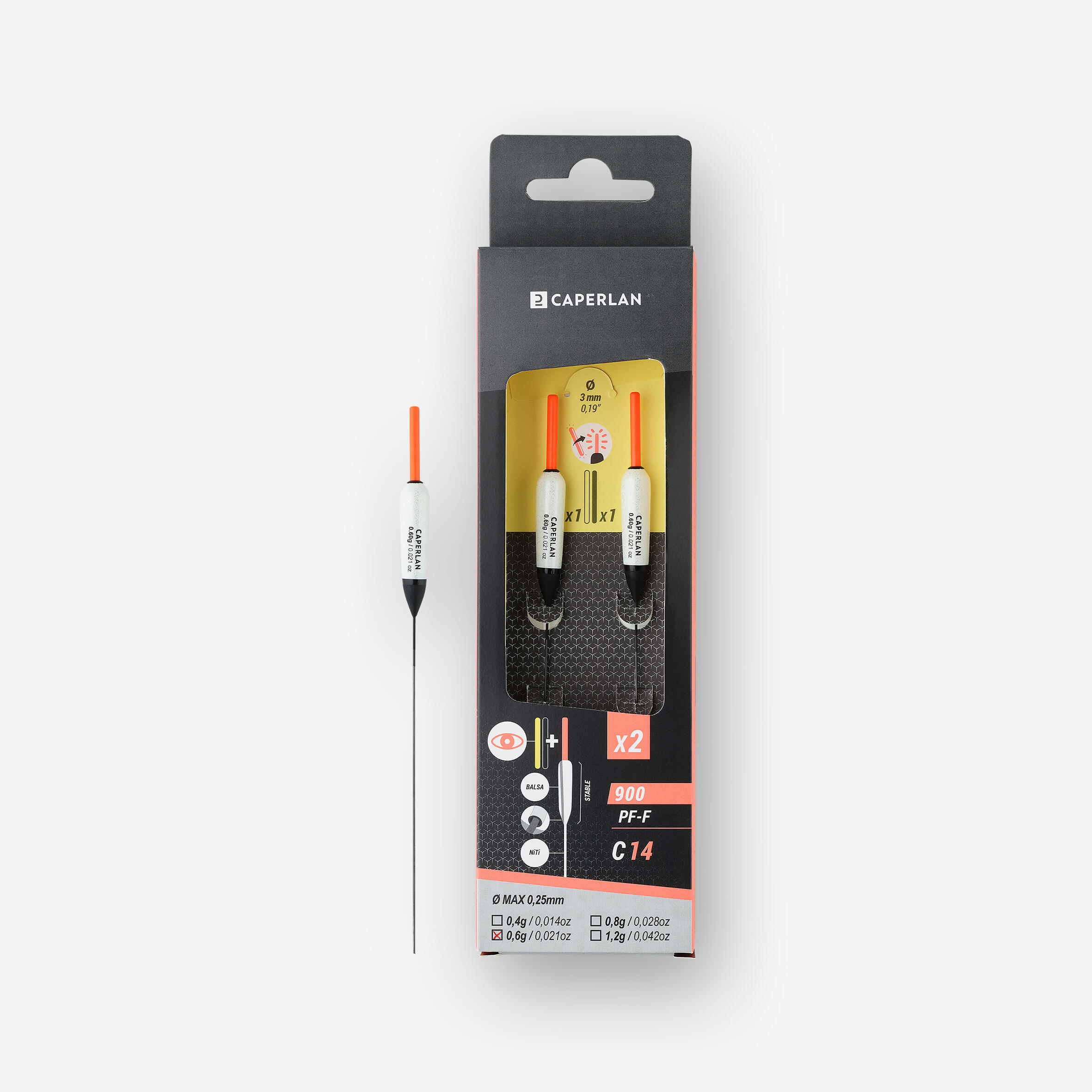 Zestaw 2 spławików Caperlan PF-F900 C14 0,6 g