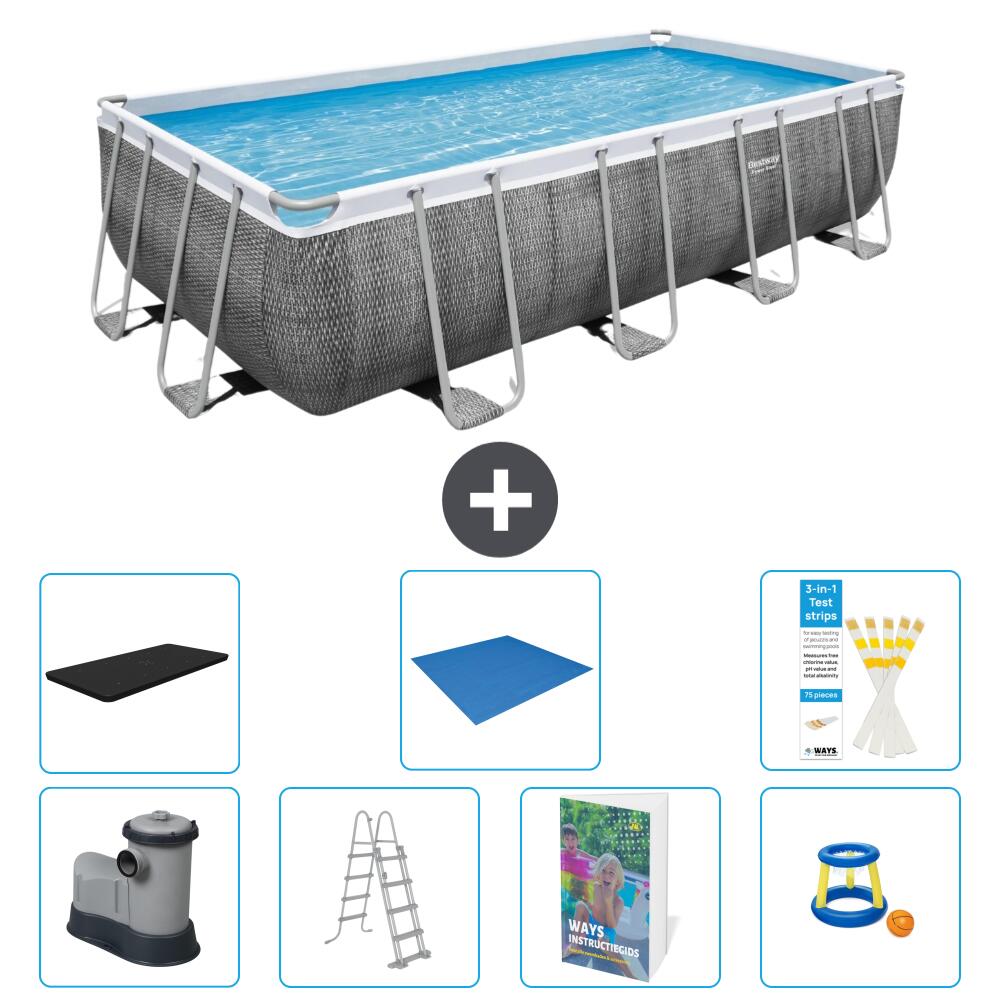 BESTWAY Basen Power Steel Prostokątny - 549x274x122 cm - 8-częściowy S568