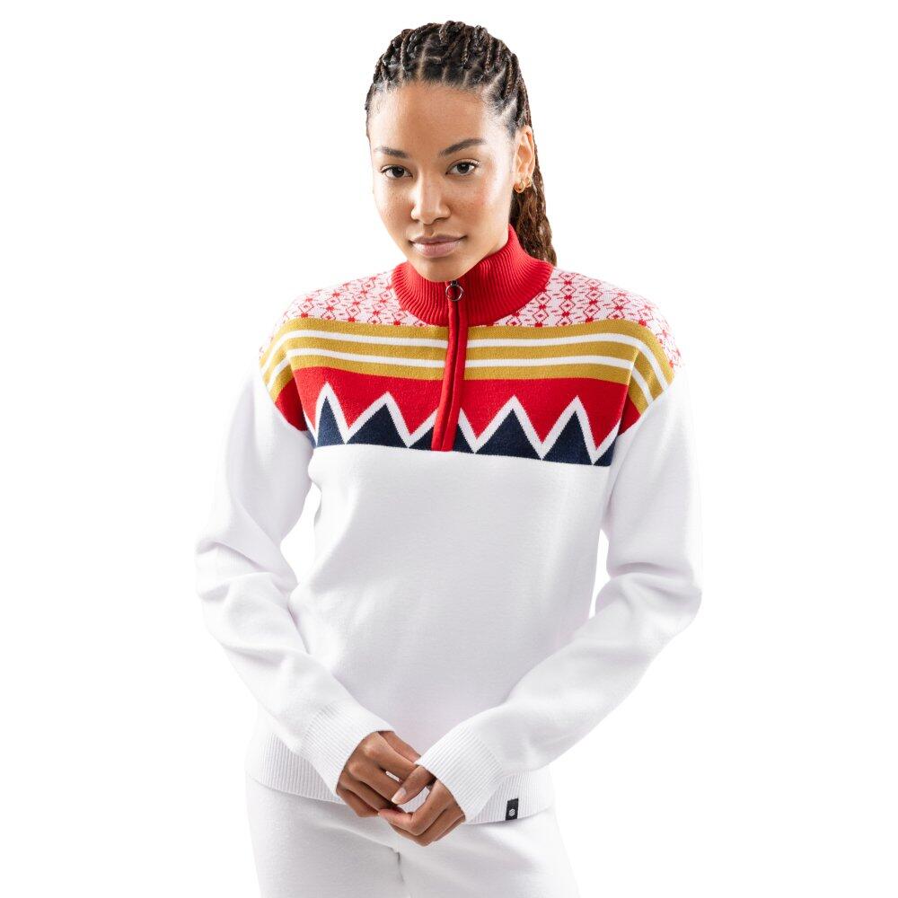 Damski sweter dzianinowy ze stójką Siroko Sapporo-W White