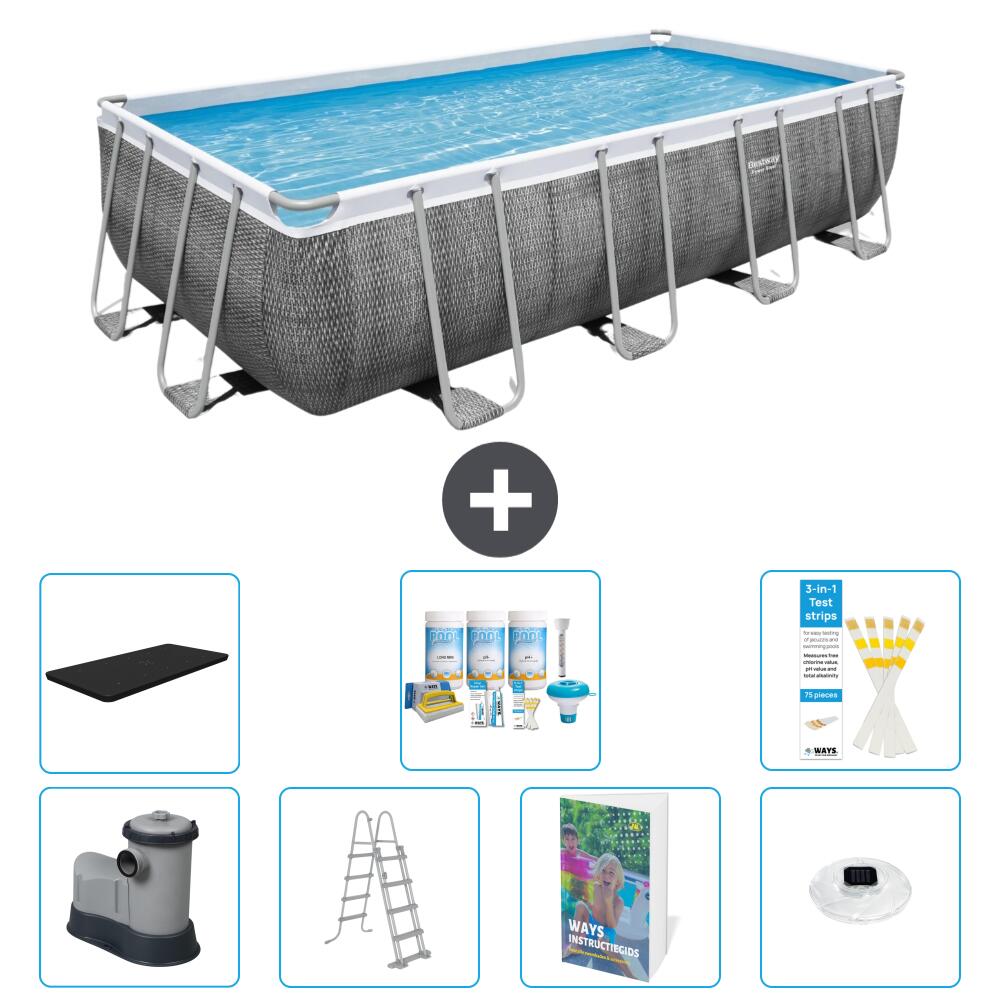 BESTWAY Basen Power Steel Prostokątny - 549x274x122 cm - 8-częściowy S576