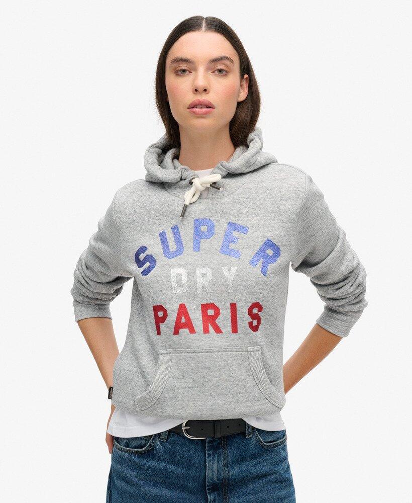 Bluza z kapturem z błyszczącym logo graficznym