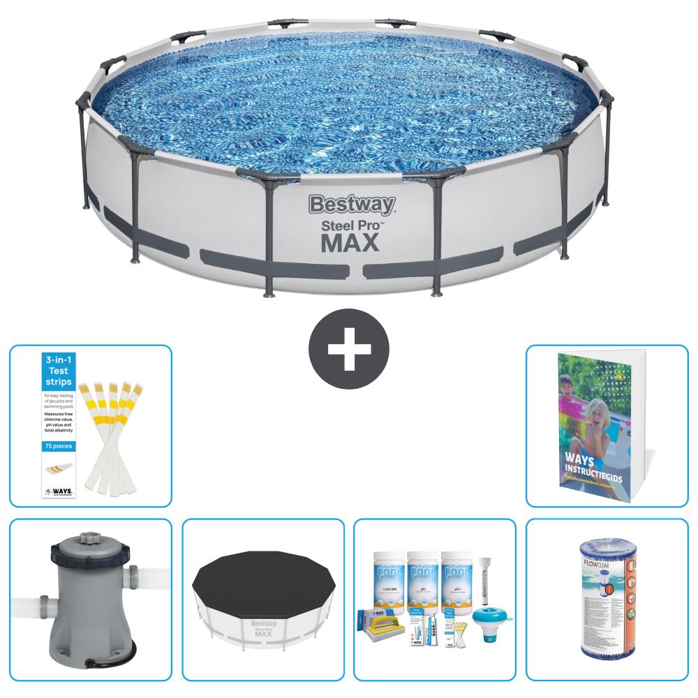 BESTWAY Basen Steel Pro MAX Okrągły - 366x76 cm - 7-częściowy S208