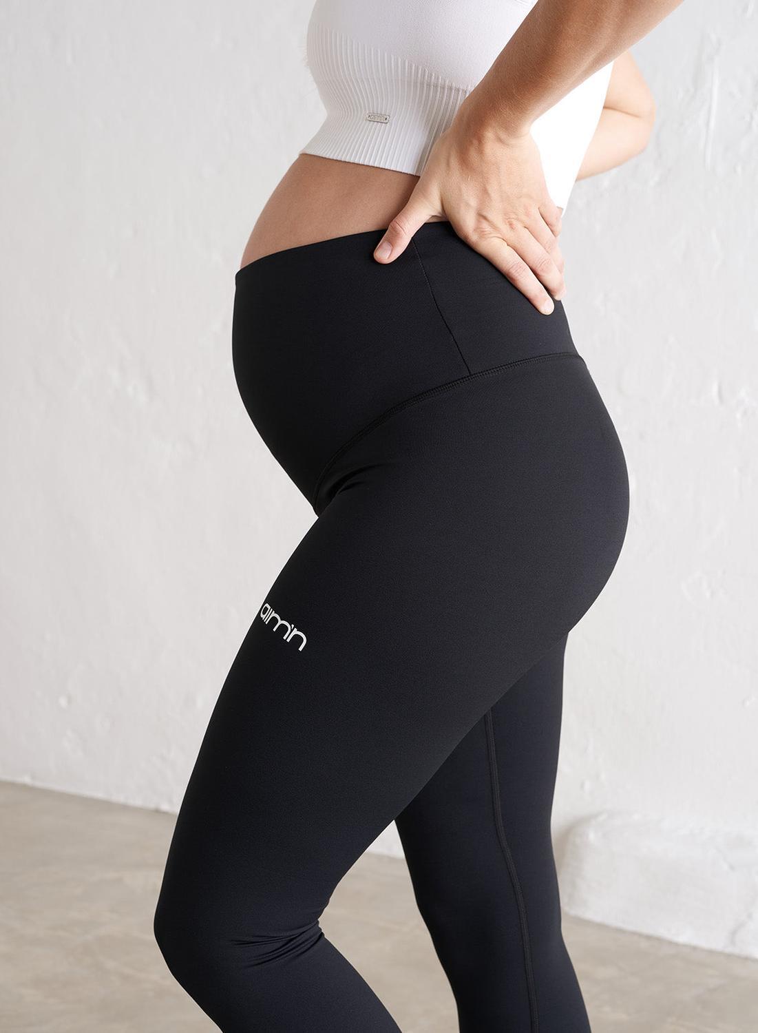 Damskie legginsy ciążowe z wysokim stanem, squat proof Aim High czarne
