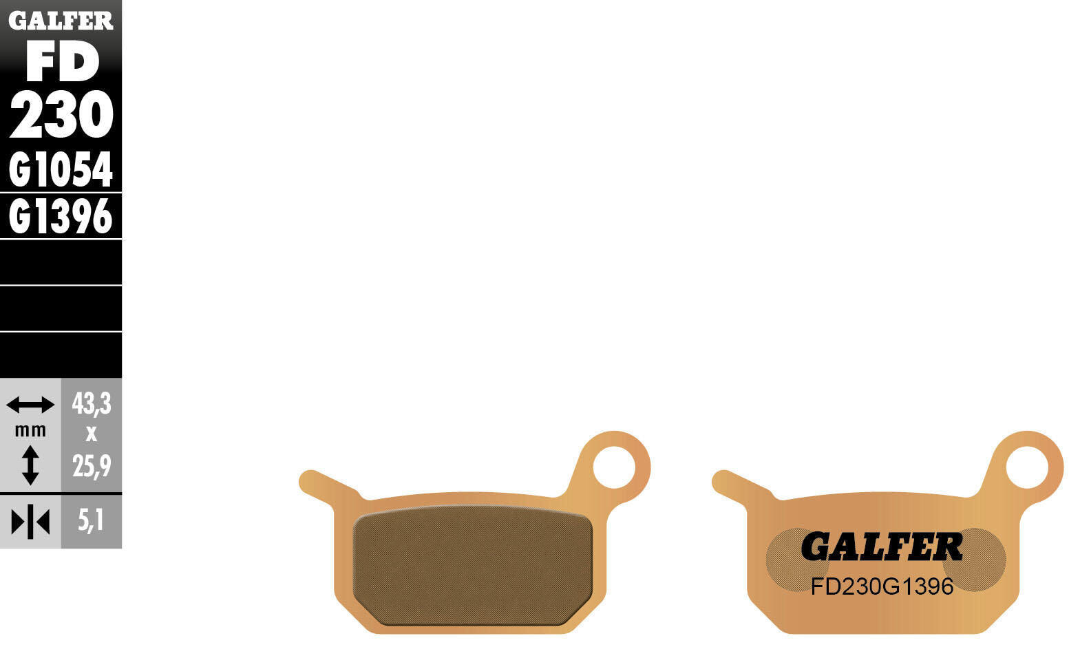GALFER FD230 klocki hamulcowe spiekane off-road 43,3 mm