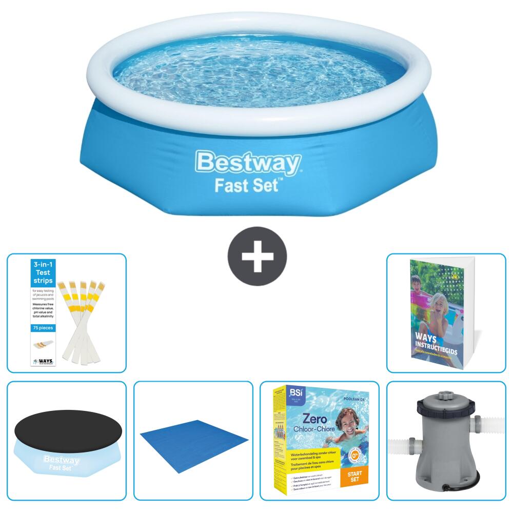 BESTWAY Basen Fast Set Okrągły - 244x61 cm - 7-częściowy S24