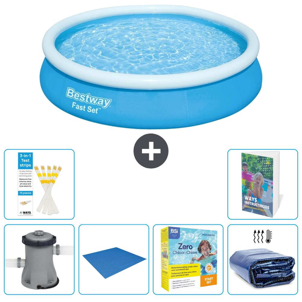 BESTWAY Basen Fast Set Okrągły - 366x76 cm - 7-częściowy S245