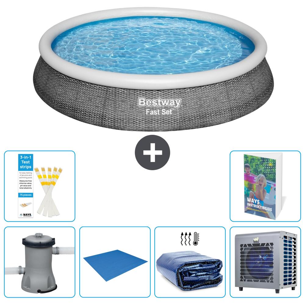 BESTWAY Basen Fast Set Okrągły - 396x84 cm - 7-częściowy S278
