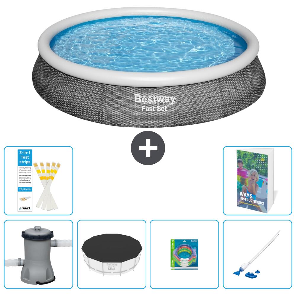 BESTWAY Basen Fast Set Okrągły - 396x84 cm - 7-częściowy S269