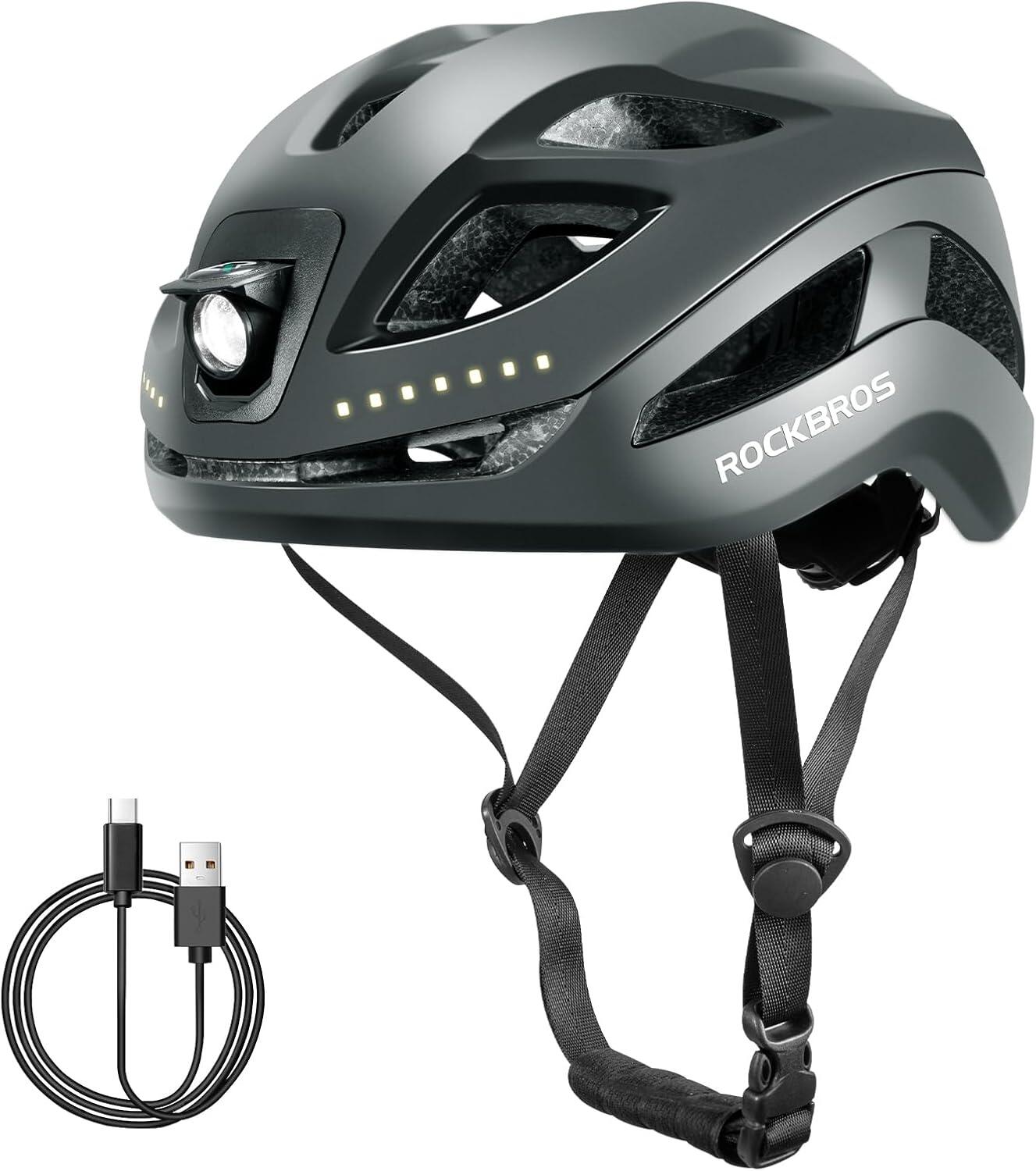 Słuchawki rowerowe LED z regulacją 57-61 cm, ładowalne, świecące